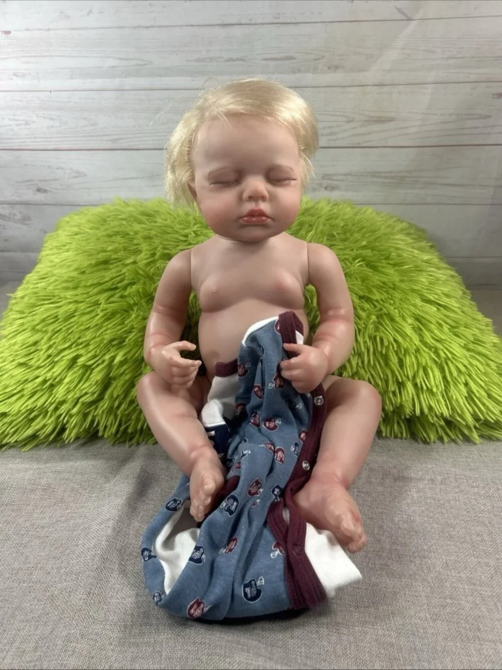 Sleeping Baby Doll Reborn Boy Anatomically Correct Newborn 18” Blonde Eye lashes